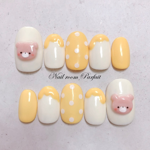 ぷっくりくまちゃんネイル♡ アニマルネイル 3Dネイル かわいいネイル
