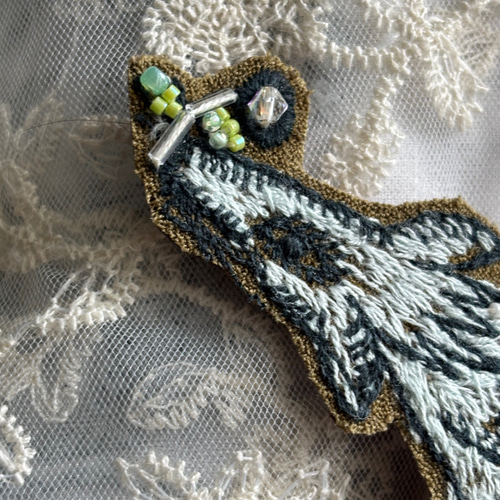 レア＊wolf＆flower、オオカミさんブローチ〇ミナペルホネン ブローチ