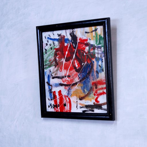 抽象画 現代アート 「彩-30」 色紙に油彩の抽象画 その他インテリア