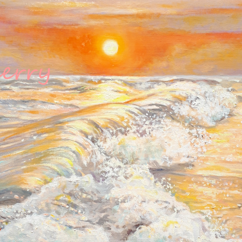 一点物】『 オレンジ色の郷愁 』油絵 F6号 油彩 油画 インテリアアート