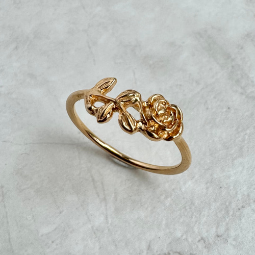 ローズリング/18金コーティング/華やかで上品なバラの指輪/ギフト