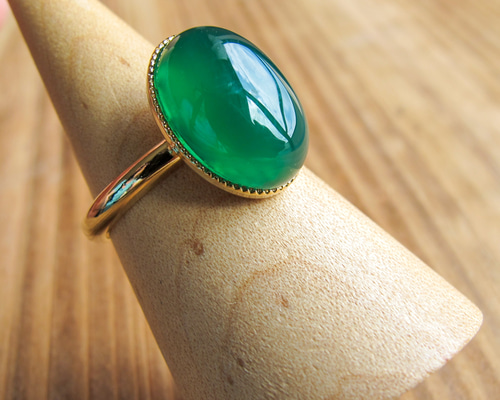 天然石グリーンオニキスリング（14×10㎜） 指輪・リング 夕漣 sekiren