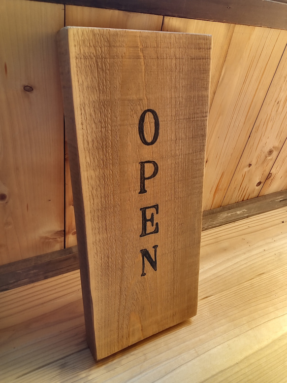 クラシック木製看板 OPEN CLOSED 立て掛け ナチュラルブラウン / 自然