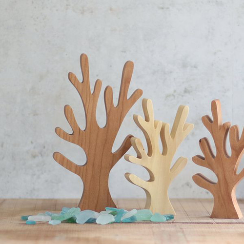 珊瑚 オブジェ｜全4種類 サンゴ 木製 無垢材 夏 置物 マリン 海