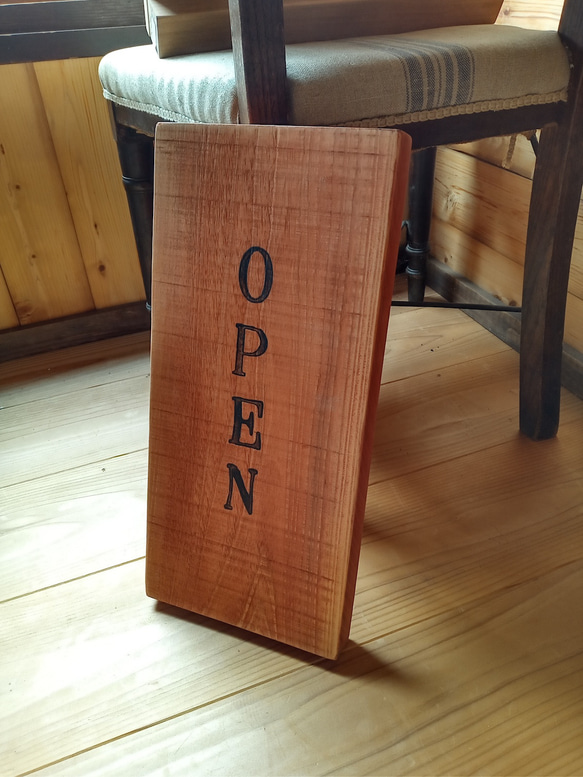 クラシック木製看板 OPEN CLOSED 立て掛け ローシェンナオレンジ