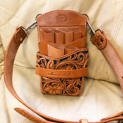 シザーケース レザーカービング カービングシザーケース 6丁刺し