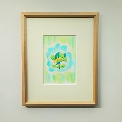 絵画 インテリア 水彩画 額絵 青と緑の世界 空想の青い花 絵画 susa