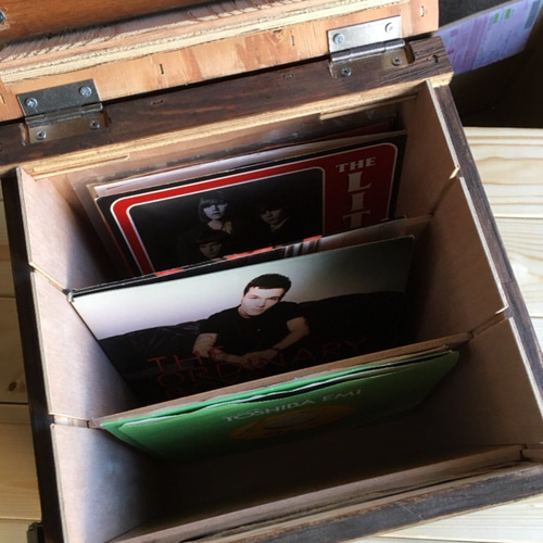 木製レコードケース 7インチ・サイズ (取手 ブラック) その他家具