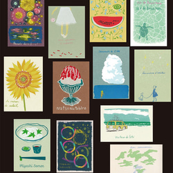 思い出の夏 Postcard12枚＊版画（シルクスクリーン)＊暑中見舞い 海