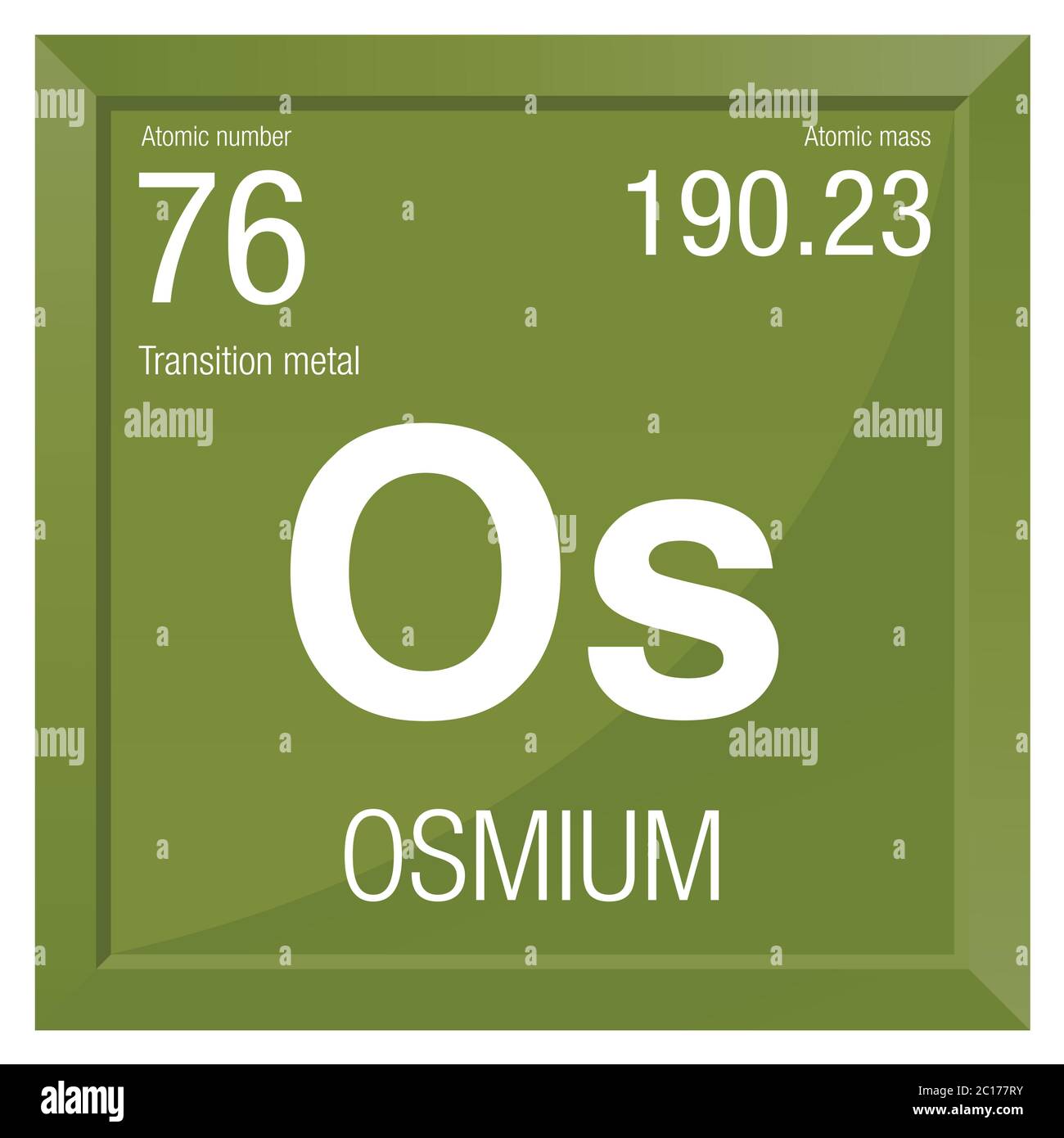 Osmium symbol. Element number 76 of the Periodic Table of the