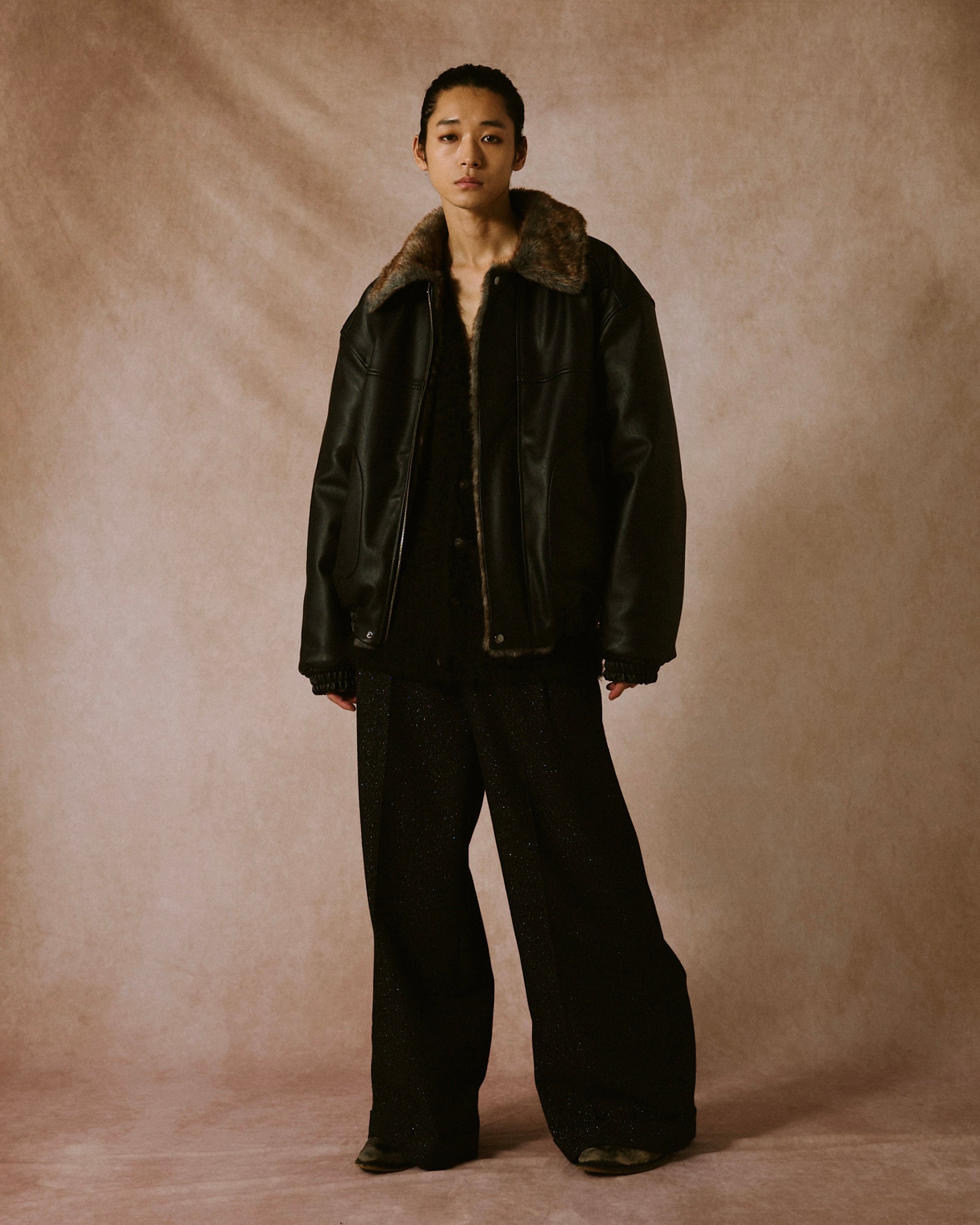 leather/fur faux reversible flight jacket – CAMPHOR WOOD