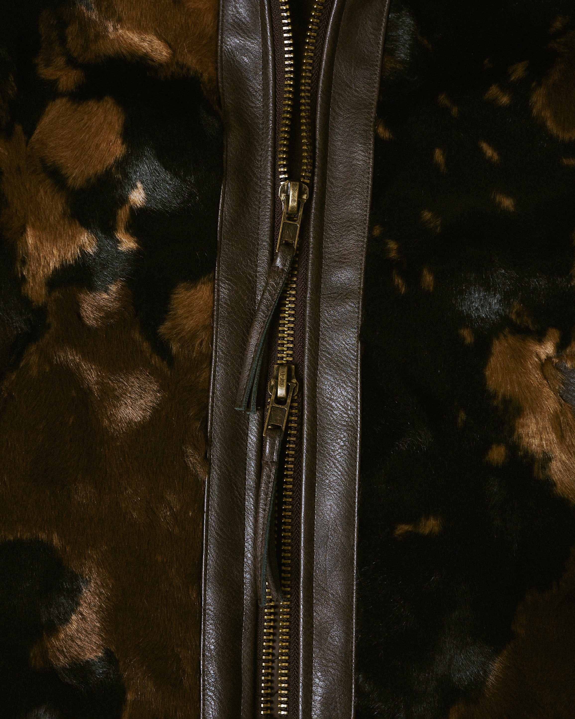 FAUX HAIRCALF LEATHER JACKET – CAMPHOR WOOD - OFFICIAL ONLINE