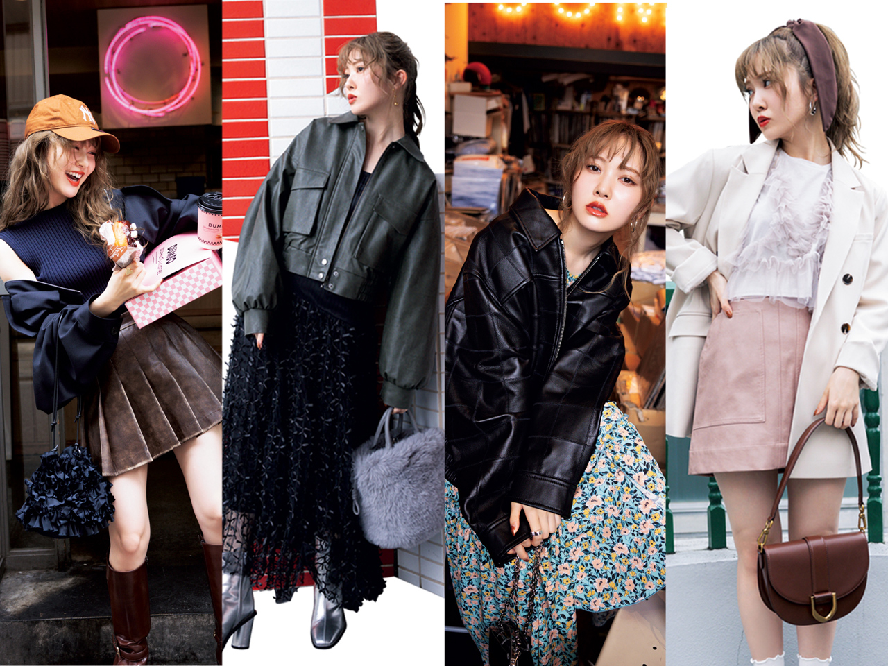 加藤史帆も大好き♡秋レザーの「甘MIXコーデ」が今っぽかわいい