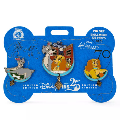 Pre-order” HKDL - Lady and the Tramp 70th Anniversary 3-Piece Pin