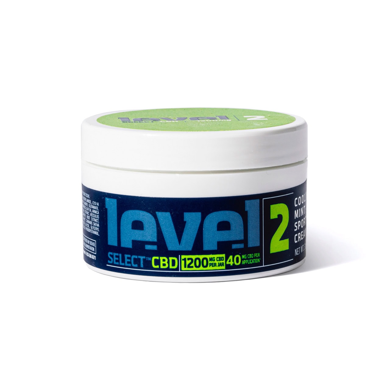 Level Select CBD, LVL 2 Sport CBD Cream, Cooling Mint, Broad