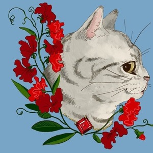 猫ちゃんと誕生花のリアル系イラスト描きます | SKIMA（スキマ）