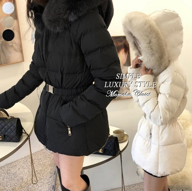 高級感 リアル ファー ベルトSET ダウン ジャケット☆ 全3色♪ (ダウン