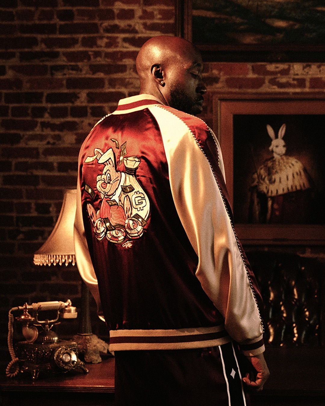 HUF X FREDDIE GIBBS アート サテン リバーシブル ジャケット (HUF