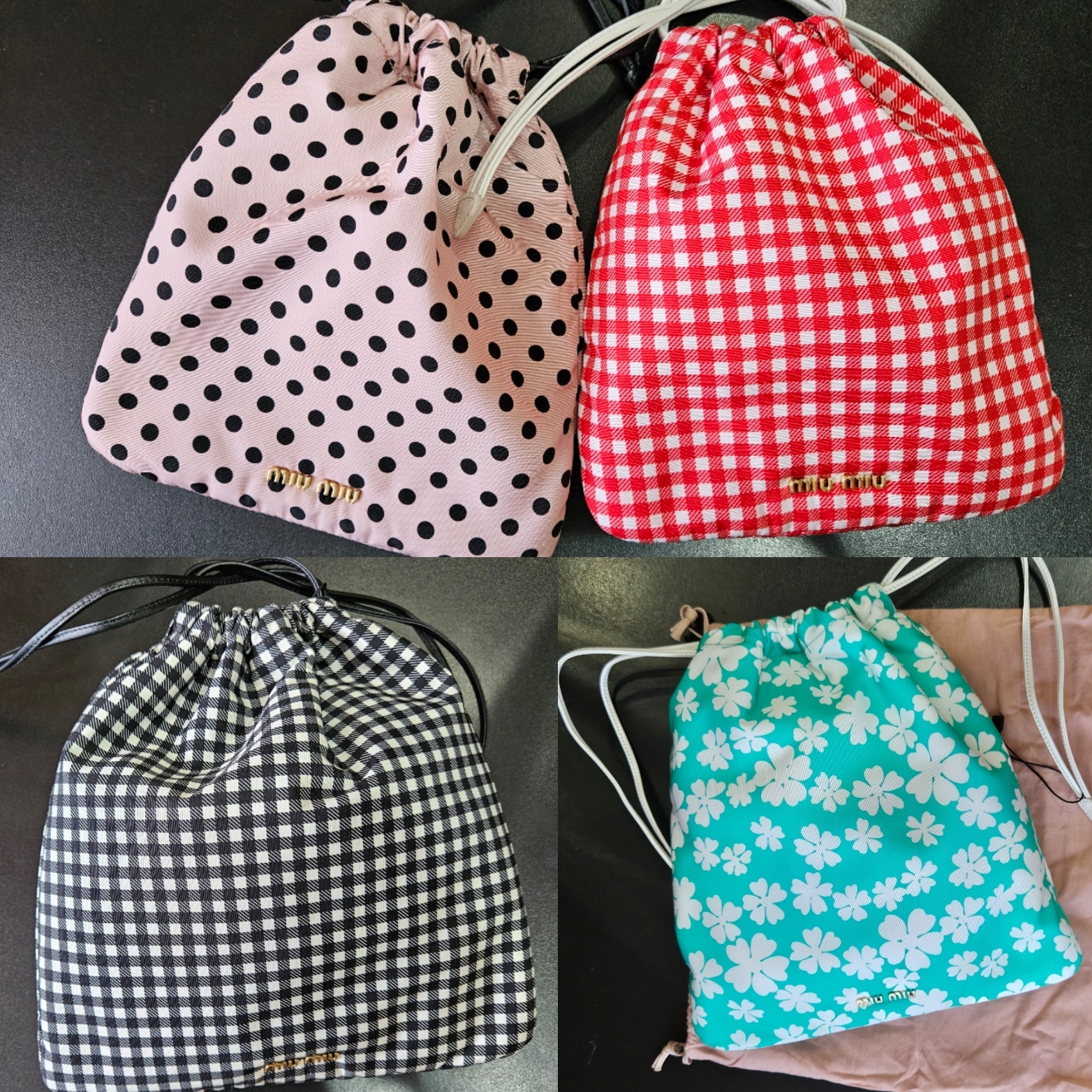 MIUMIUプリント♪巾着バッグ・ポーチ♪チェック ドット (MiuMiu/ポーチ