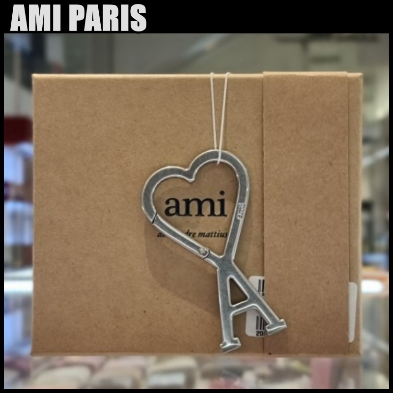 AMI PARIS HEART LOGO アミパリス ロゴ キーリング シルバー (AMI