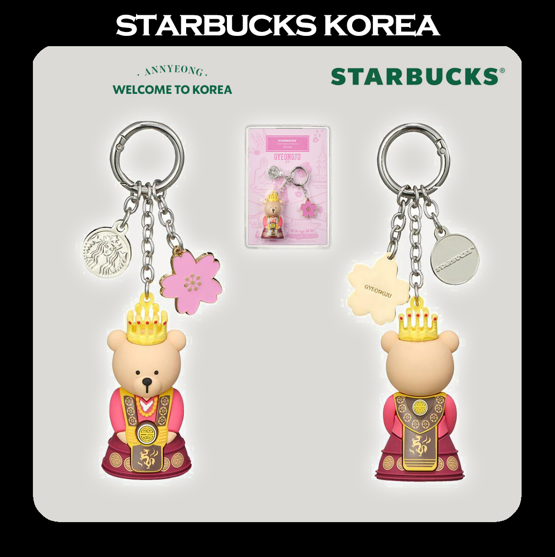 韓国スタバ☆[地域MD] Annyeong Gyeongju Bearista Keychain