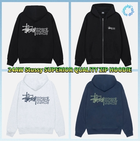 ☆24AW 大人気☆Stussy SUPERIOR QUALITY ZIP HOODIE (STUSSY/パーカー