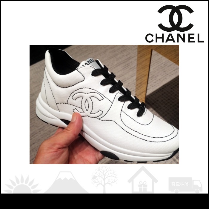 シャネル】スニーカー ホワイト ステッチがお洒落☆ (CHANEL
