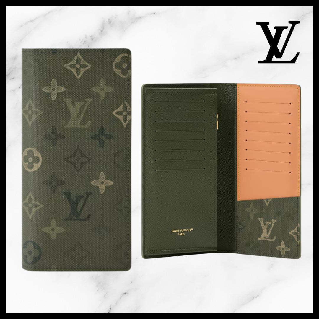 深みのあるカーキ】ルイヴィトン 長財布 ポルトフォイユブラザ (Louis
