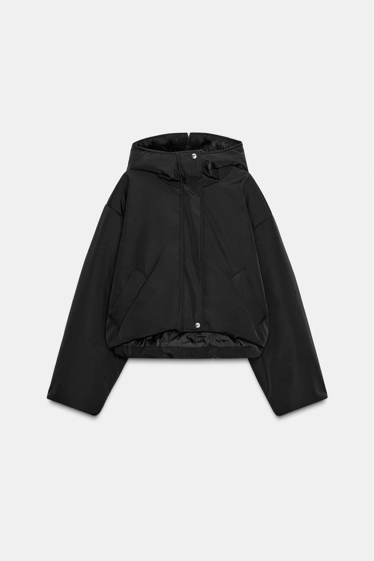 ZARA】フェイクファー付きフード撥水防風パフジャケット (ZARA/ダウン