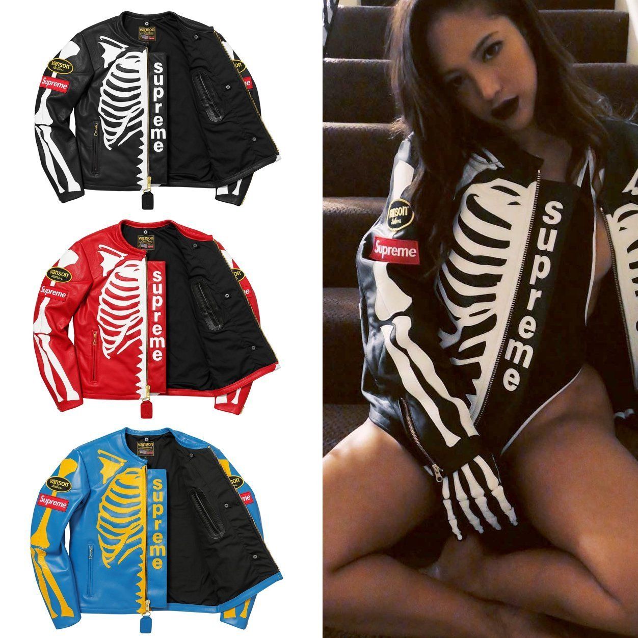 FW17 Supreme Vanson Leather Bones Jacket - シュプリーム (Supreme