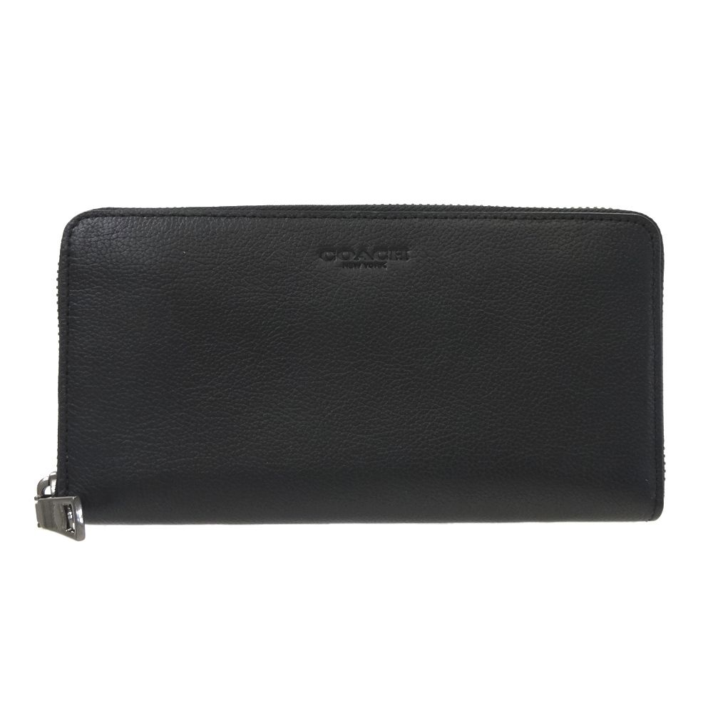 COACH コーチ カーフ レザー ファスナー長財布 F58102 BLK (Coach/長