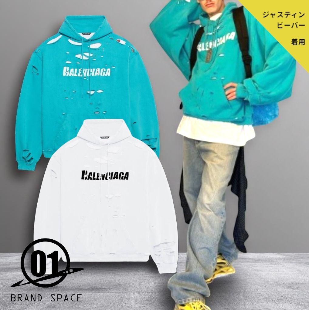 BALENCIAGA】21SS CAPS DESTROYED ロゴ フーディー (BALENCIAGA
