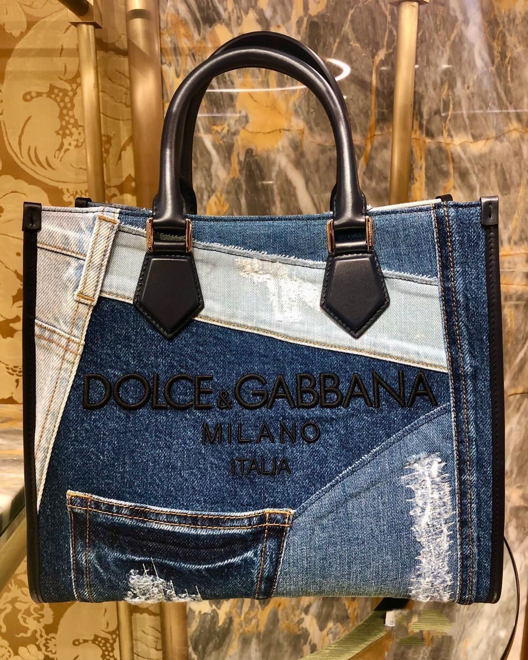 DOLCE＆GABBANA】ショッピングバッグ デニムパッチワーク ロゴ (Dolce