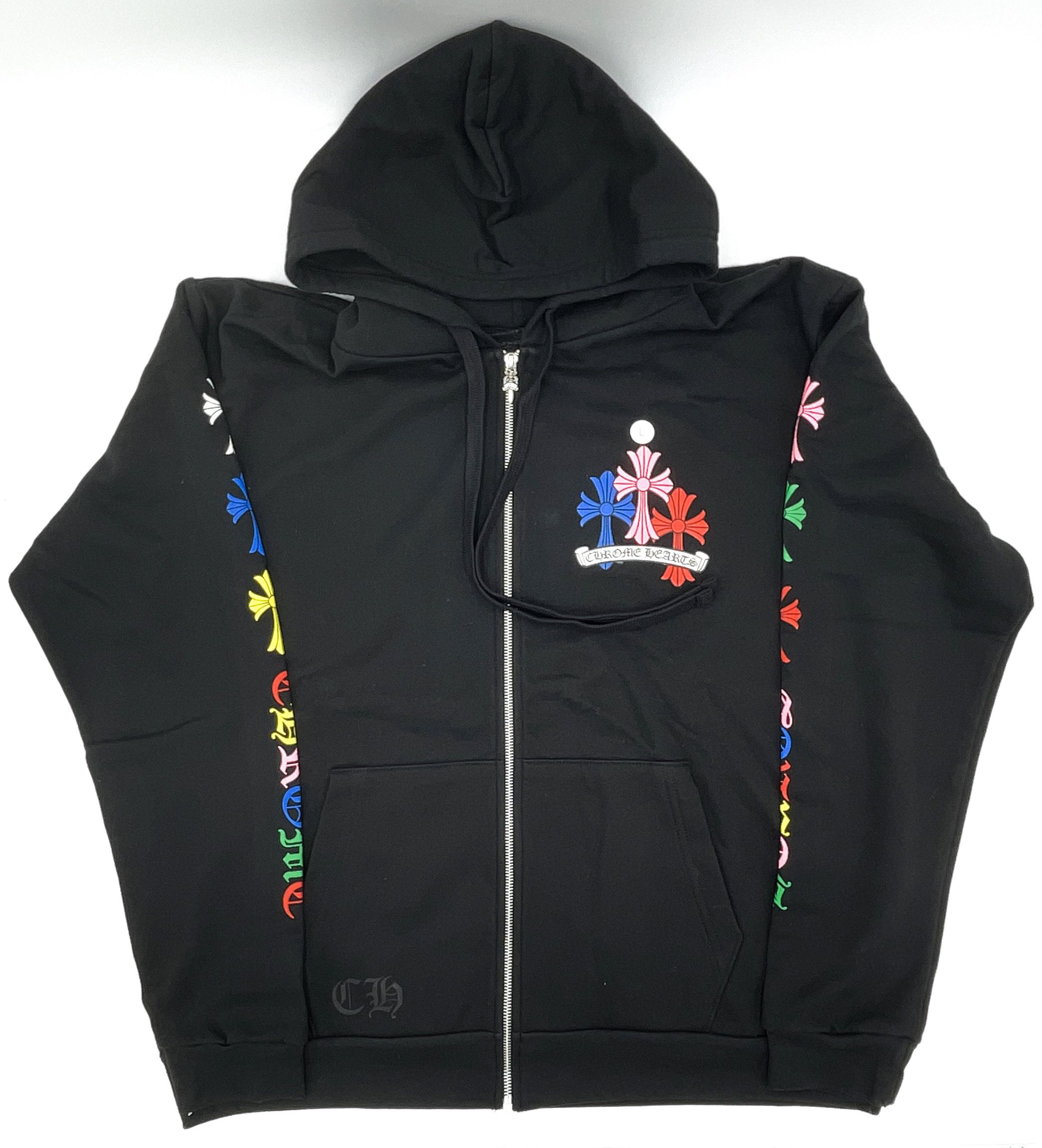 Chrome Hearts Multi Color Cross Cemetery Zip Up Hoodie (CHROME