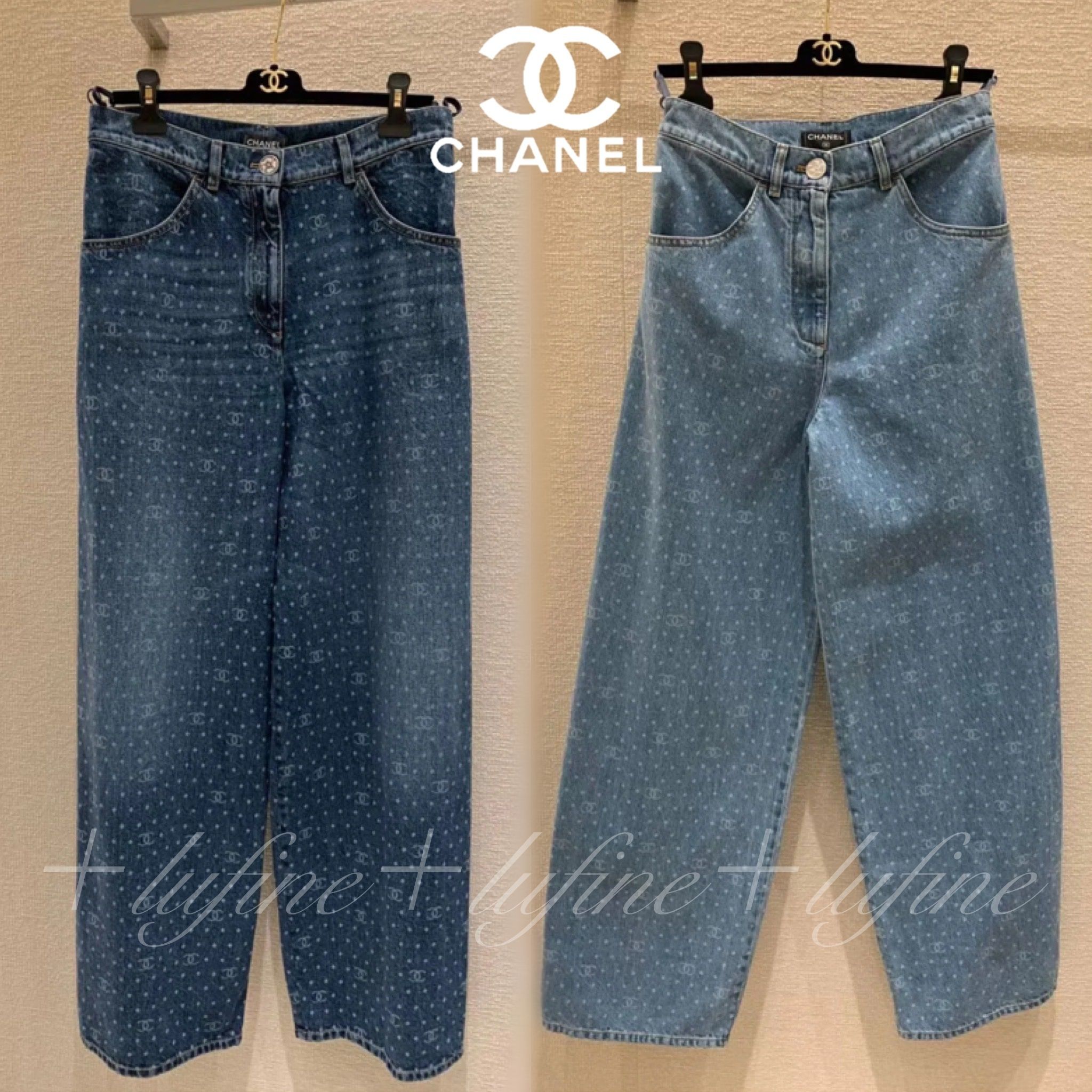 どんなトップスにも合う♡】CHANEL デニム ドット パンツ (CHANEL