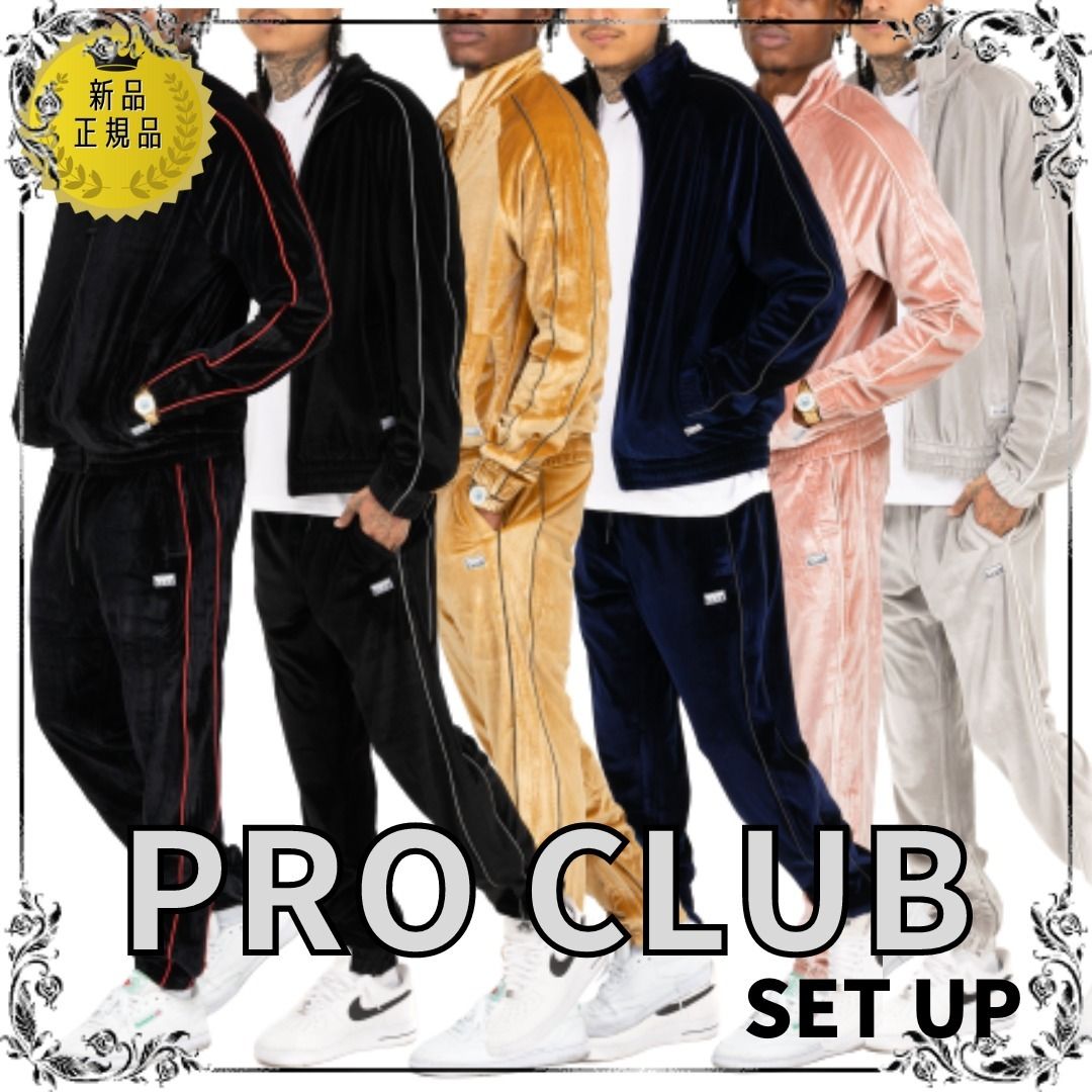 Pro Club ベロア ロゴ フーディ&パンツ セットアップ○送料無○ (PRO