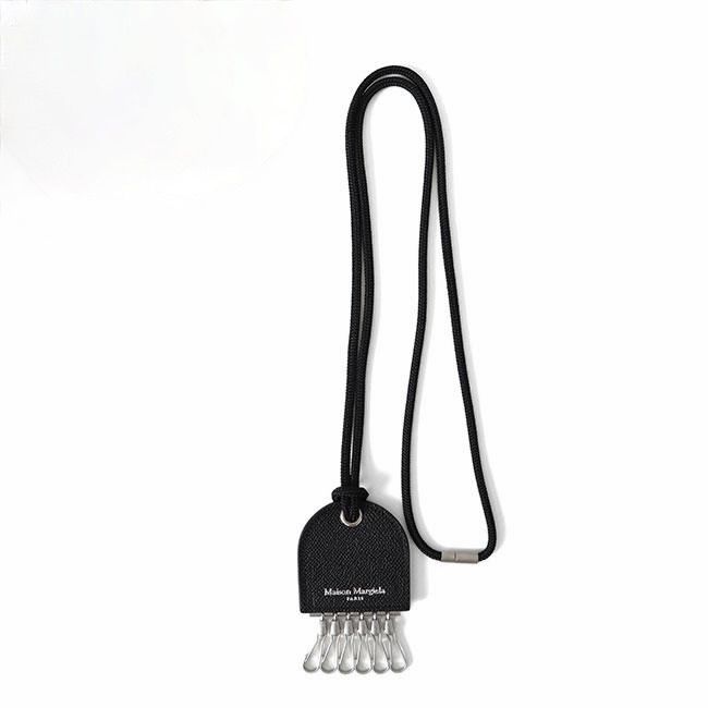 即発 ○ Maison Margiela ネックレス 黒 革 キーリング 鍵 (Maison