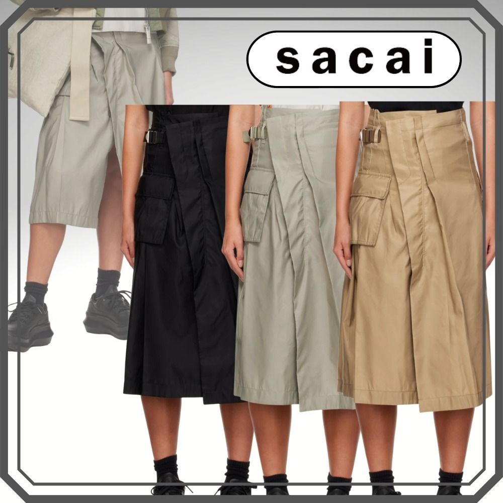 ◇関税込◇*sacai*ナイロンツイル プリーツ ミディアム スカート