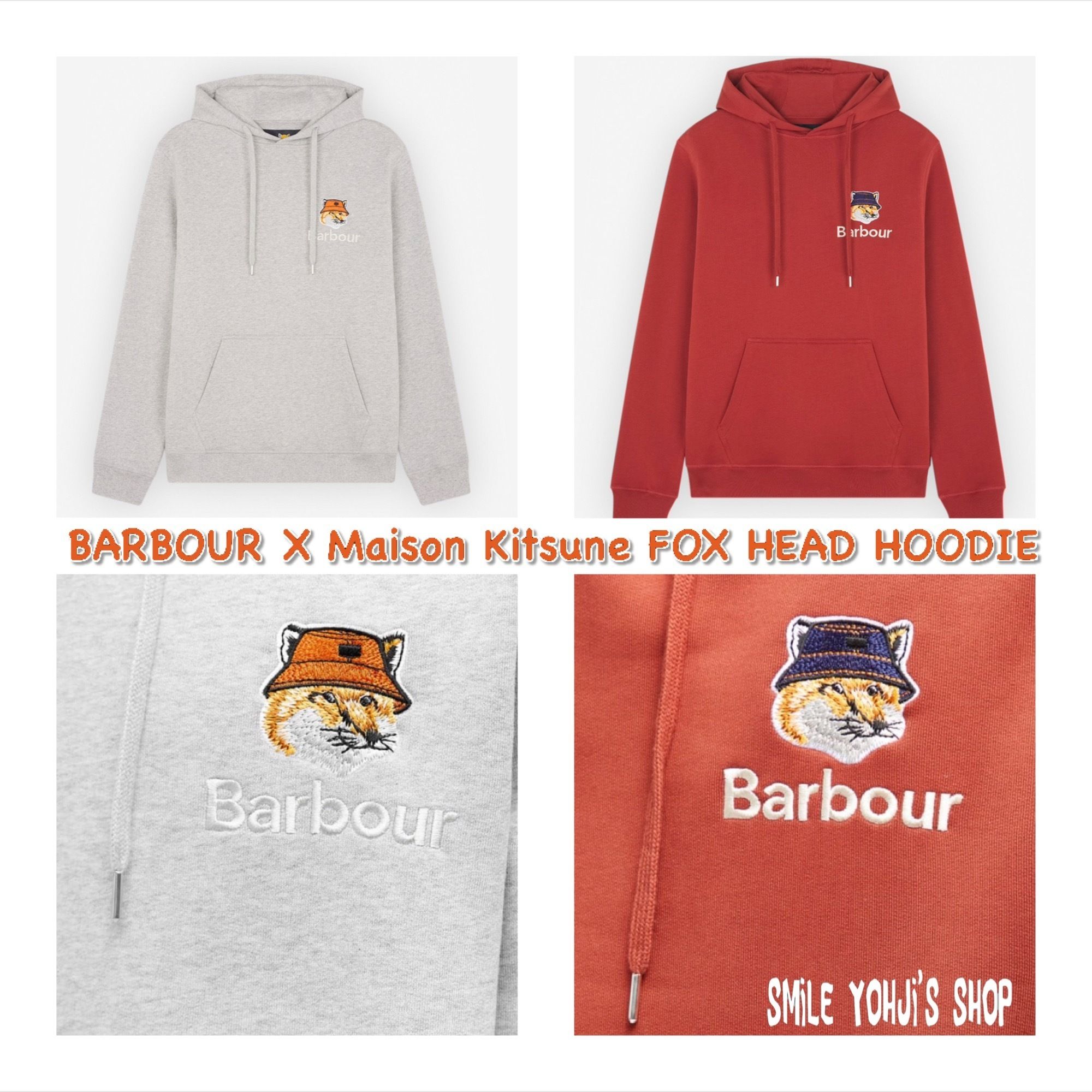 ☆人気☆BARBOUR X Maison Kitsune FOX HEAD HOODIE (MAISON KITSUNE