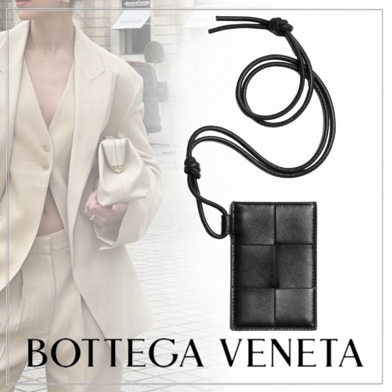 4色】BOTTEGA VENETA◇カセット レザー IDケース ストラップ付