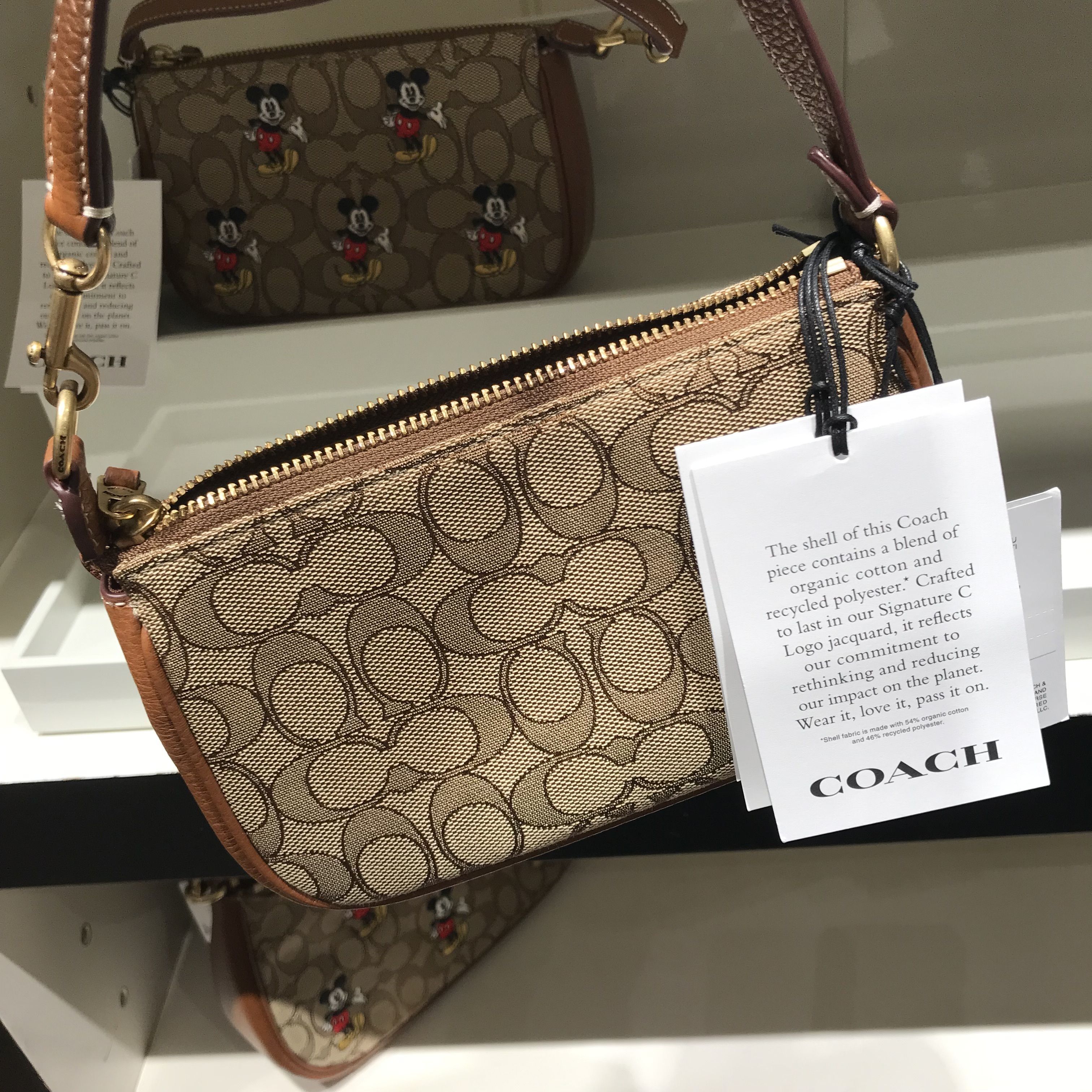 即発!ディズニーコーチ COACH ミッキー 刺繍 アクセサリーポーチ