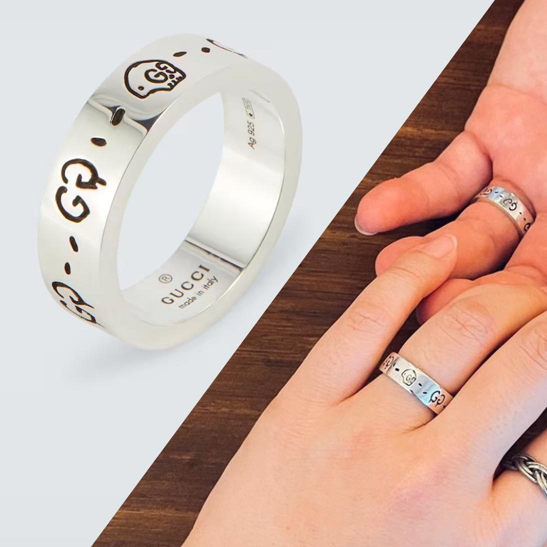 GUCCI】グッチゴースト スターリング シルバーリング ロゴ 6mm (GUCCI