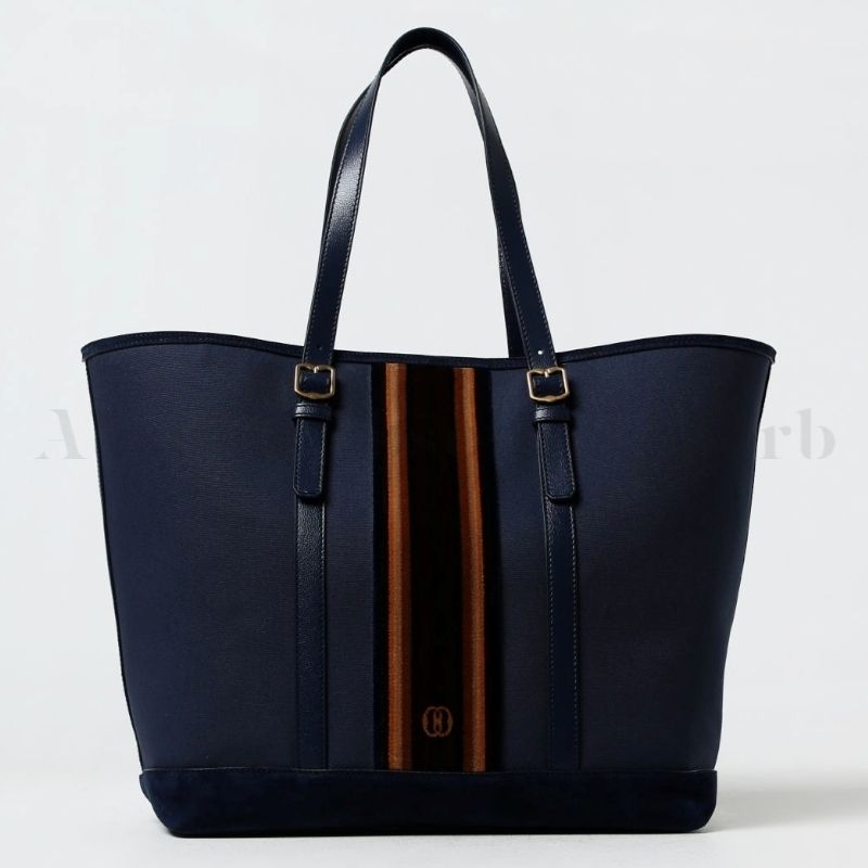 24SS NEW】BALLY/ストライプ キャンバス＆レザー トートバッグ (BALLY