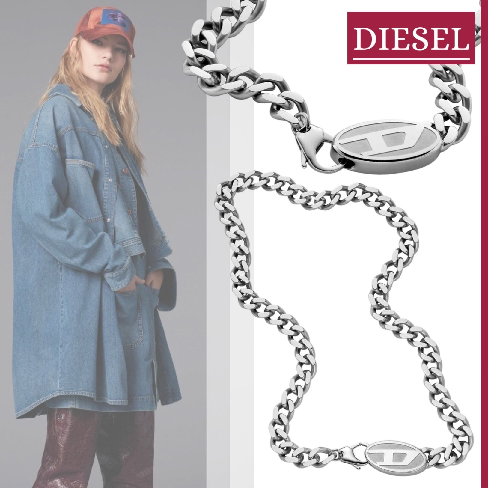 国内即発】DIESEL『Dx1509 チェーンネックレス』送料込 (DIESEL
