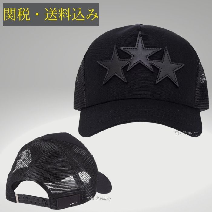 関税送料込【AMIRI】アミリ スリースター メッシュキャップ 黒 (AMIRI