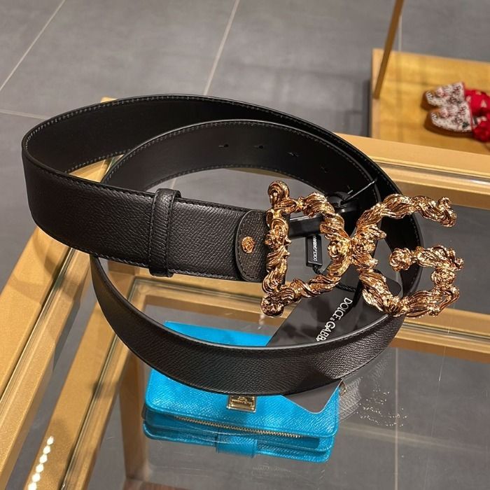 希少 DOLCE&GABBANA ドルガバ DGバックル カーフレザー ベルト (Dolce