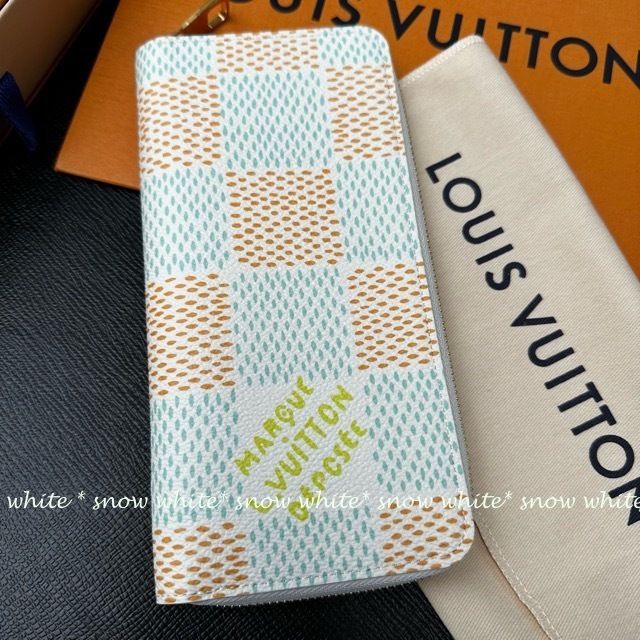 明日着 限定 ダミエ 内側もマリンカラー♪ LV 長財布 ZIPPY (Louis