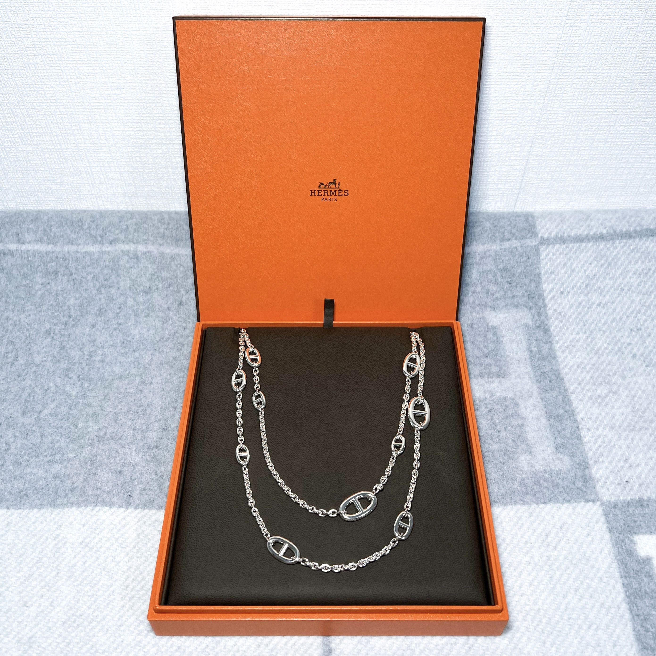 エルメス ファランドール 80 ロングネックレス シルバー (HERMES