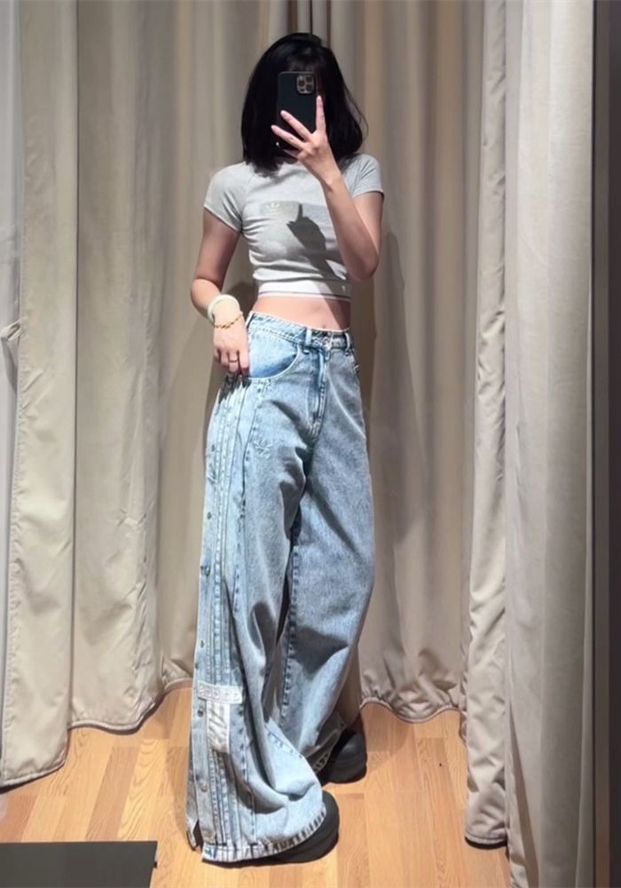 大人気 ☆ADIDAS☆ DENIM BLUE ADIBREAK ジーンズ ワイドパンツ