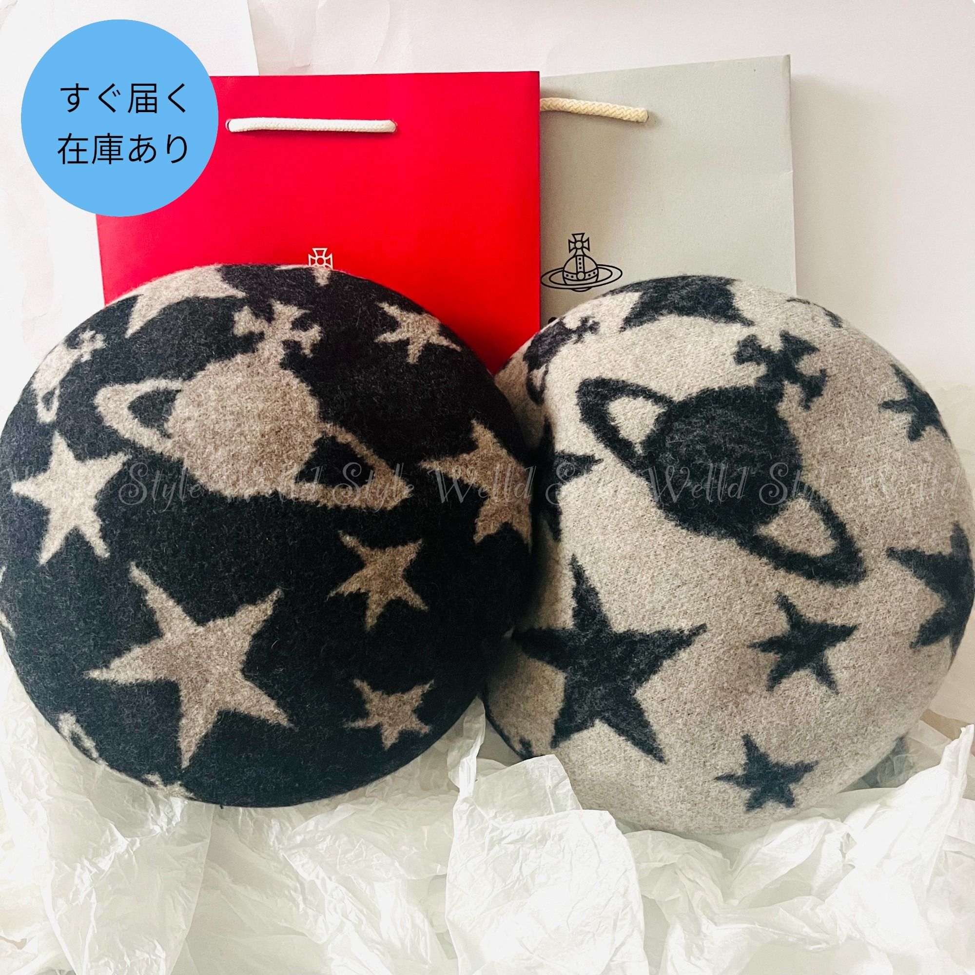 すぐ届く【Vivienne Westwood】ORBS AND STARS バスクベレー帽
